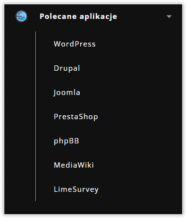 Polecane aplikacje w instalatorze SeoHost: WordPress, Drupal, Joomla, PrestaShop, phpBB, MediaWiki, LimeSurvey